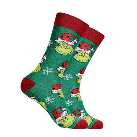 Christmas The Grinch Theme Novelty Socks Xmas Herr am Mid Calf Socks Accessoar Present Es