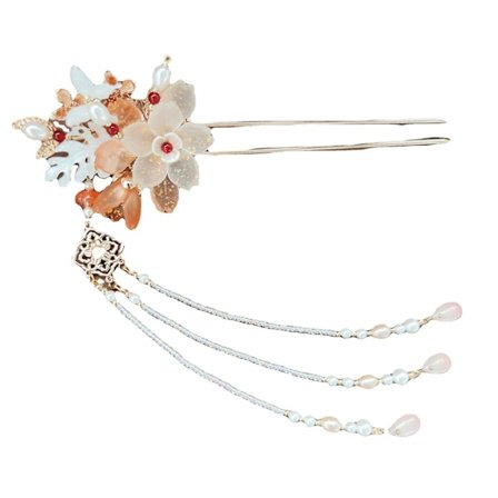 Hårgaffel med orange blomst, håndlavet, klassisk kvast, hårnåle til kvinder og piger med langt hår