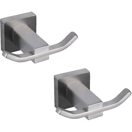 Kylpyhuoneen kaksinkertainen koukkusarja 304 ruostumattomasta teräksestä, wc-koukku, kylpypyyhekoukku, seinävaatekoukku, 2 kpl, harjattu pinta, Eg1508