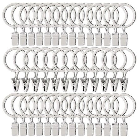 40 stk. gardinringe med clips, draperingsclips med ringe, gardinringe 3,2 cm indvendig diameter