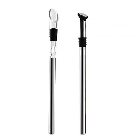 Sett med 2 vinkjølere i rustfritt stål med tut, kjøler, vinkjølersett for hvitvin, vinkjølerstaver