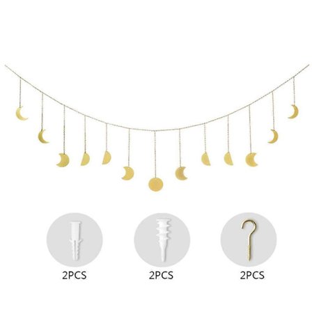 Metall Rund Del för Sol Måne Form Hängande Dekoration Fotovägg Familj Hängande Ornament