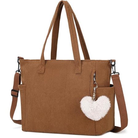 Naisten käsilaukku, Corduroy-ostoskassi naisille, suuri koululaukku toimistoon, kouluun ja ostoksille