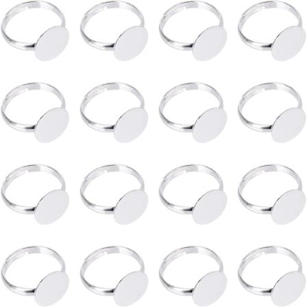 Messing Pad Ring Baser Til Ringfremstilling Eller Cabochons Finger Ring Baser Komponenter Fund, Justerbar, (20stk)