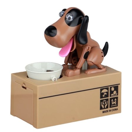 Hund Spargris Spiser Penger, Søt Mynt-Stjelende Valp Spargris Spargris, Hund Spargris Spiser Mynter, Tellerbank, Mynt Sorterer, 2.7x7 tommer(brun