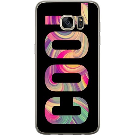 Kompatibelt Mobilskal till Samsung Samsung Galaxy S7 edge Modern typografisk konst med ordet LOVE i flytande regnbågsfärger mot svart bakgrund med s