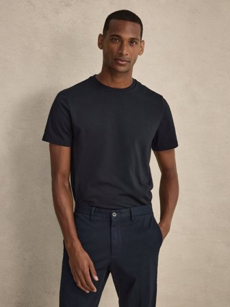 John Henric Men's Schwarzes Slim Fit Stretch T-Shirt Baumwolle Size XXL