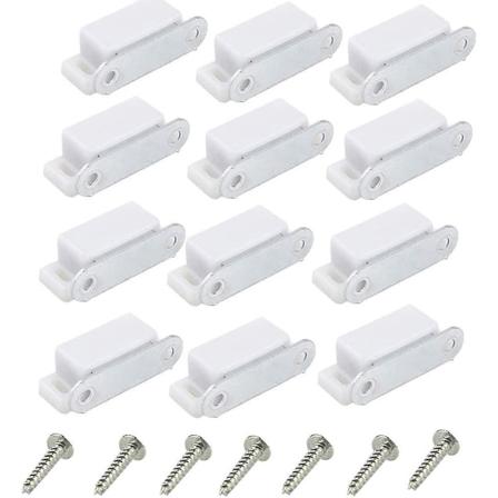 Magneettinen kaapin ovensalpa - 12 kpl + 52 kpl ruuvisarja - Raskaat magneettilukot keittiöön, vaatekaappiin, kaappiin - Valkoinen