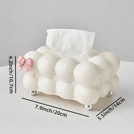 Én Servietboks Holder – Stilfuld Servietdispenser Prydet med Pink Sløjfe, Praktisk Plastik Organizer til Dit Skrivebord – Perfekt til Dekoration af 