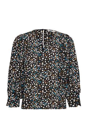Onlnova Lux 4/5 V-Neck Top Aop Wvn Black ONLY
