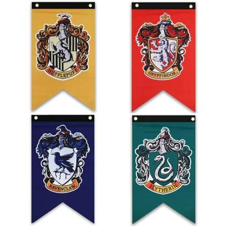 Harry Potter Gryffindor, Slytherin, Hufflepuff, Ravenclaw, House Banner dobbeltlags vægdekoration til indendørs udendørs fest