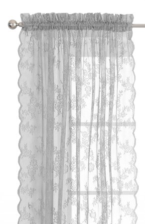 Cellbes of Sweden - Mønstret blondegardin 2-pack i lys grå i størrelse 150 x 250 cm