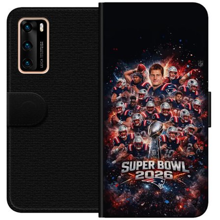 Kompatibel Tegnebogsetui til Huawei P40 Super Bowl 2026 plakat med New England Patriots og NFL-pokal i eksplosiv sportsdesign