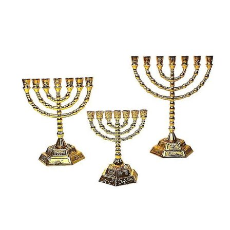 Menorah Ljusstake Heminredning Ljusstake Judaica Hanukkah 12 Stammar Guld Färg Ljusstake Legering Religiös Dekoration (S)