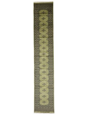 Tapis Pakistan Boukhara 2Ply 78X420 De Couloir Vert Foncé/Jaune Foncé (Laine, Pakistan)