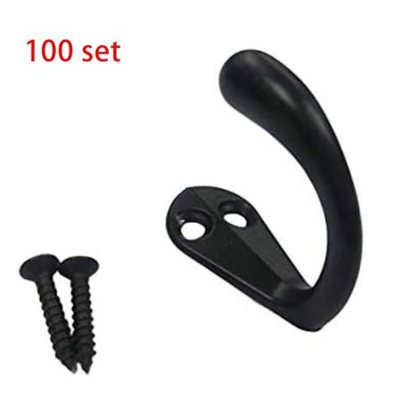 Premium Kvalitet Enkel Kleshengerkrok, Sinkstøpt, Matt Svart, 100-pakning