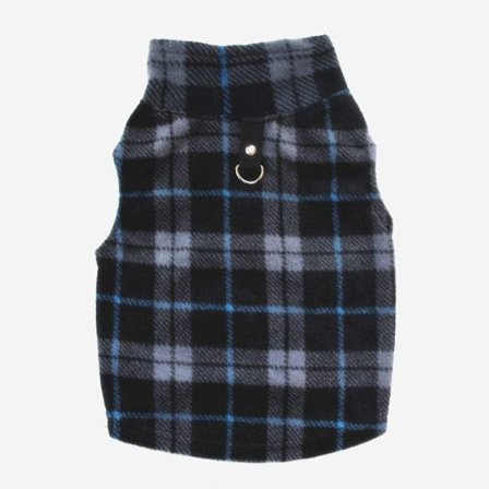 Pehmeä fleecekoiran takki pienille koirille - Musta harmaa ruudullinen koko M - Yhteensopiva teddyjen ja chihuahuan kanssa - Talviliivi
