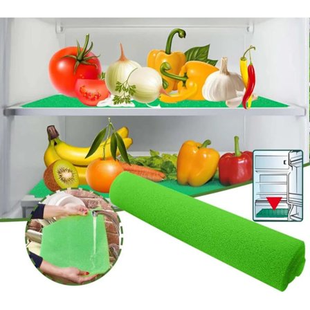 2 kpl homeenesto-, antibakteerisia, kosteutta imeviä sienisuojamattoja jääkaapin hedelmä- ja vihanneslaatikoihin, 450x290mm