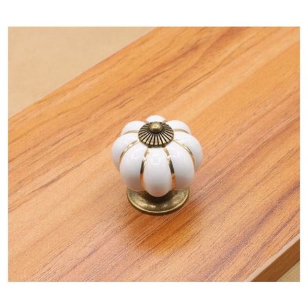 Kampanjknopp i keramik - 6 x keramiska lådknoppar Pumpa knoppar för kök och skåp (vit)