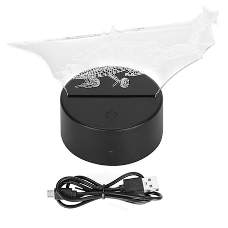 Nattlampe 3D Helikopter Akryllampe med Berøringsbryter for Skrivebordsdekorasjon