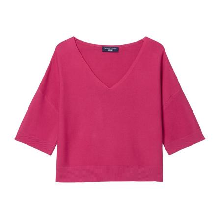Marc O'Polo, Short-sleeved jumper with a V-neckline Różowy, Kobieta, Rozmiar: M