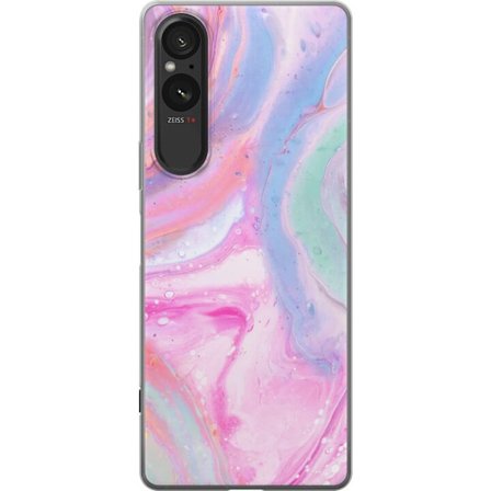 Kompatibel Mobilcover til Sony Sony Xperia 5 V Abstrakt pastelfarvet marmor kunst med flydende akryl effekt i lyserød, blå og grøn til moderne indr