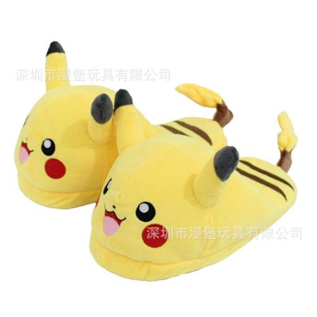 Plys hjemmesko, indendørs bomuldshjemmesko til par, hjemmetøj Halv pakke Pikachu