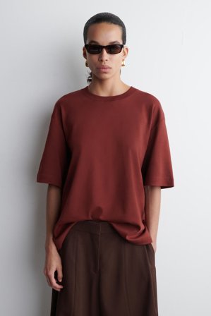 COS Women's Oversized Cotton T-Shirt in Red