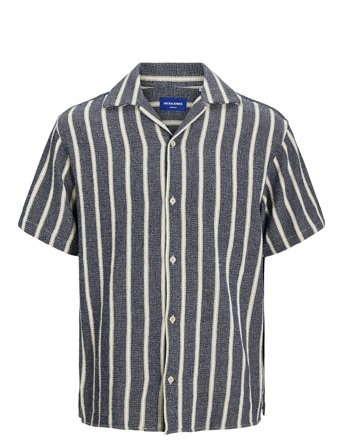 Jack & Jones Jorcoba Stripe Resort Shirt Ss Jnr - Grey - 176
