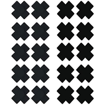 10 stk. Engangs X, Plus Tegn, Kryds Selvklæbende Satin Nipple Cover Pasties Klistermærker Sort Sort Sort