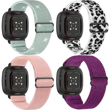 Elastisk rem kompatibel med Fitbit Versa 3/Sense: Justerbart stretchigt nylon sportersättningsarmband