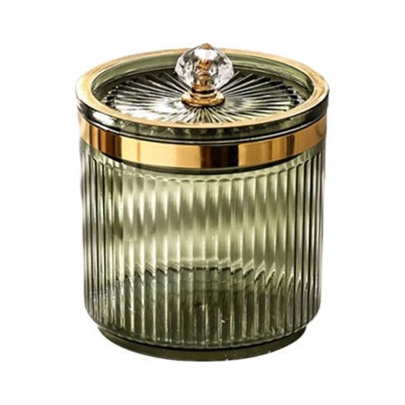 Multifunktionell Smink Bomullspinne Bollhållare Burk med Lock Transparent Sminkverktyg Behållare för Bänkskiva Toalettbord