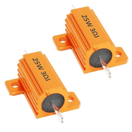 2 stk 25W 3 Ohm Aluminiumhus Motstand Høyeffekt Lastmotstander Gullskallplate Trådviklet Chassismontert Varmespredningshus