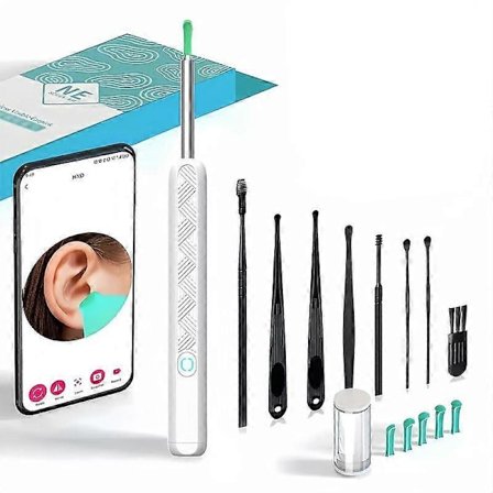 Öronvaxborttagningsverktyg med kamera - Portabel Type-C Uppladdningsbar Öronpetare, Vattentät Endoskop med HD-kamera, 360 Vidvinkel, Kompatibel med [