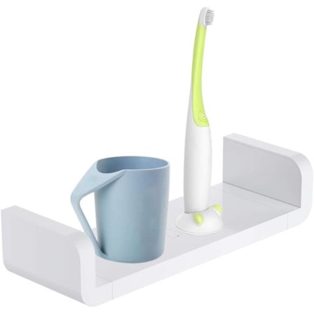 Plastveggmonterte badhyller, selvklebende oppbevaringsstativ uten boring, sugekopp