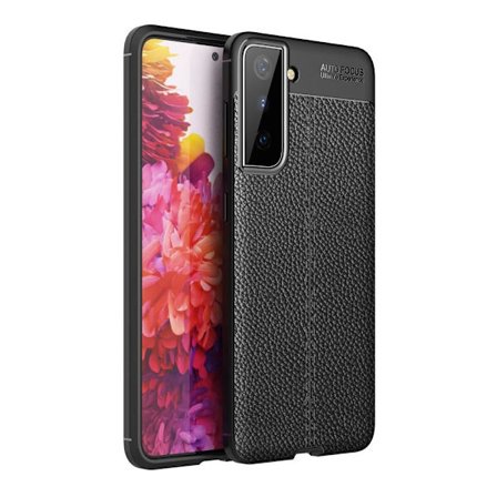 Litchi-belagt etui for Samsung Galaxy S21+ (Plus) - Svart