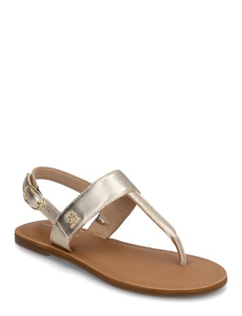 Tommy Hilfiger Metallic Leather Thong Sandal - Beige - 36
