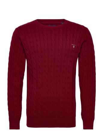 Cotton Cable C-Neck Strikkegenser M. Rund Krage Rød GANT