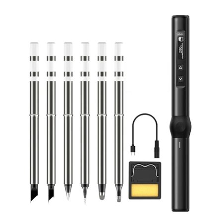 Elektrisk loddekolbe sæt digitalt display temperatur justerbar hurtig opvarmning mini loddekolbe DC9‐24V sort