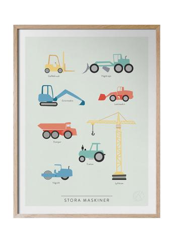 Stora Maskiner Home Kids Decor Posters Vehicles Multi/mønstret Kunskapstavlan