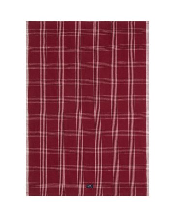Lexington Checked linen blend kitchen towel, red/white