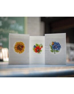 Stickpackung Karte Sommerblumen 3-er Pack
