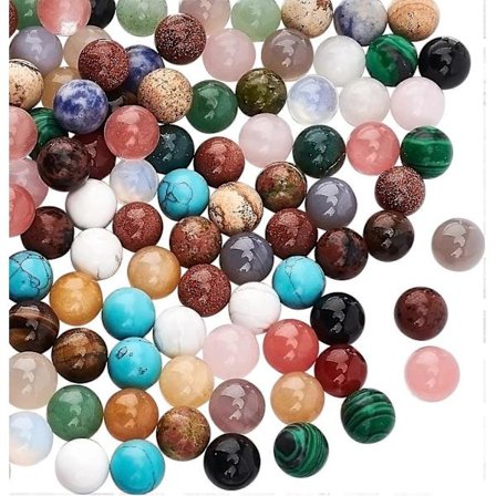 100 stk. tilfeldige blandede farger uten hull, uborede naturlige edelstensperler, syntetiske løse perler, steinamuletter for DIY smykkelaging