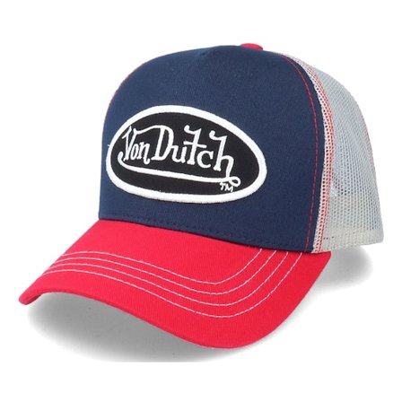 Von Dutch - Modrá trucker Kšiltovka - Oval Patch Navy/Red/Grey Trucker @ Hatstore
