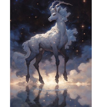 Fantasy Hvid Hest Diamant Maleri Sæt - Stjerneklar Himmel 5D Fuld Bor Hjemmeindretning