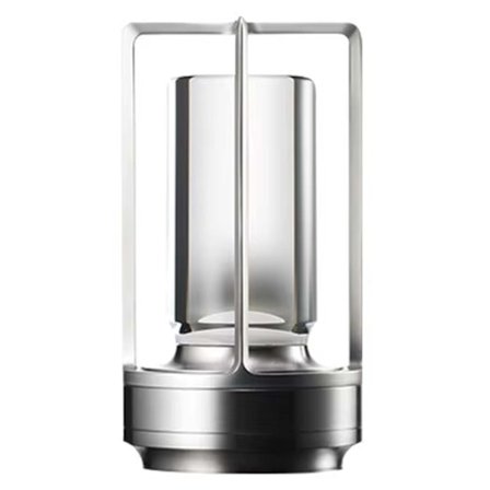 Trådløs LED Lampe | Genopladelig Bordlampe i Metal Lygte Sølv