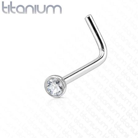 L-formad Näspiercing I Grade 23 Titanium Med "press Fit" Zirkon