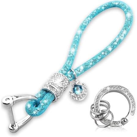IC Søt bilnøkkelring for kvinner, Krystall nøkkelringtilbehør, Bling armbånd for nøkler, bilnøkkel