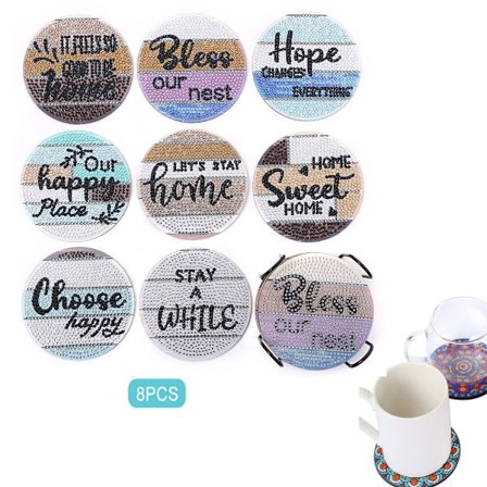 8 engelske bokstaver (ca. 10 cm i diameter) Diamantmaleri-brikker med stativ, DIY-brikker Diamantkunstsett for voksne barn Nybegynnere Diamantkunst 