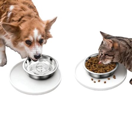 Rund Silikone Foderunderlag L (27cm) - Vandtæt & Skridsikker Bakke til Kæledyr